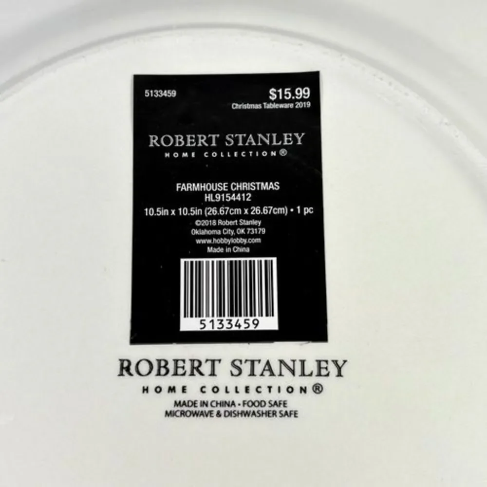 NEW Robert Stanley Farmhouse Christmas Dinner Plate Tis the Season Greenery Pine